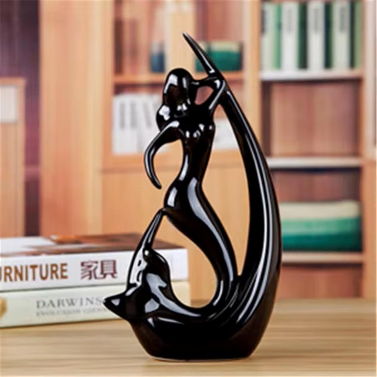 Ceramic Mermaid Black Figurine
