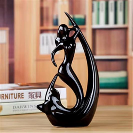 Ceramic Mermaid Black Figurine