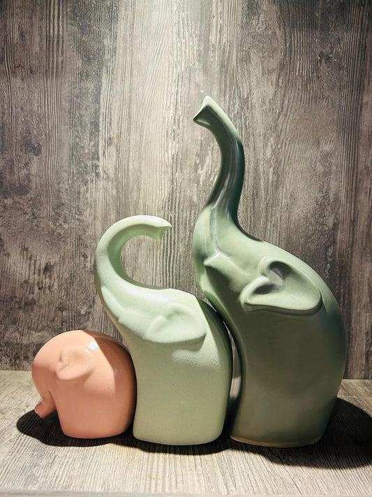 Ceramic Set if 3 Elephant Figurine