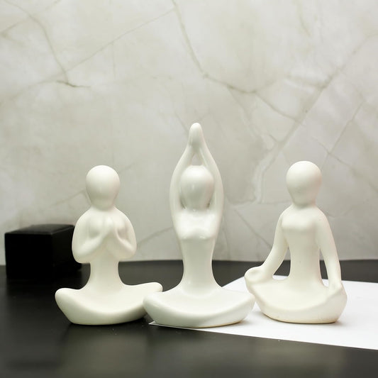 ceramic Yoga set of 3 Figurine
