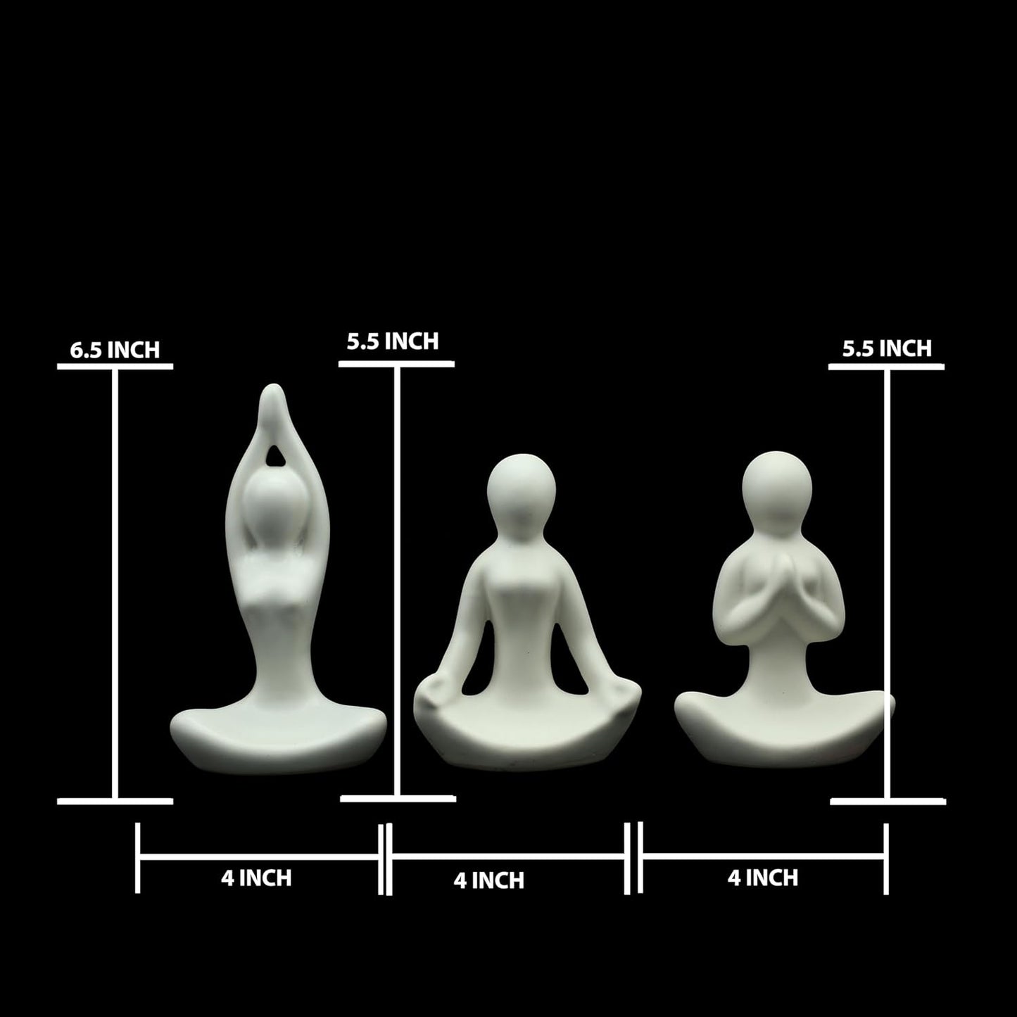 ceramic Yoga set of 3 Figurine