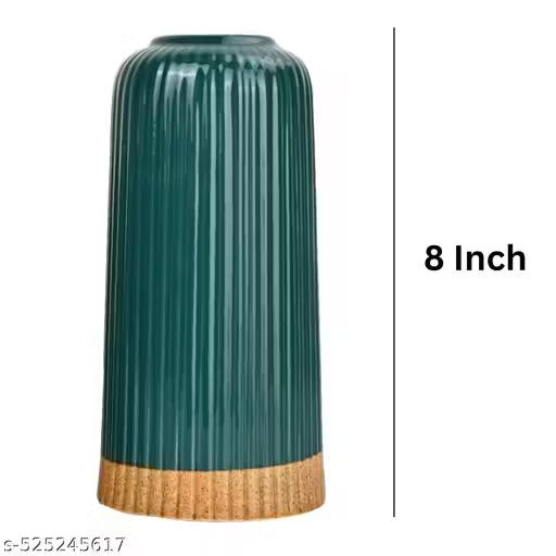 Green Elegance Ribbed Ceramic Vase Set of 3